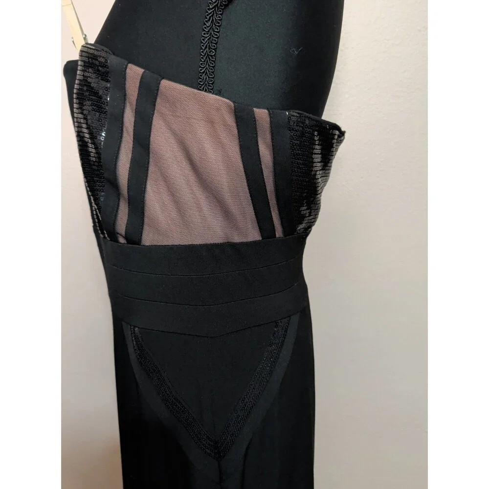 Calvin Klein Size 8 Black Sequin Mermaid Dress Strapless Formal Evening Maxi - Picture 9 of 15